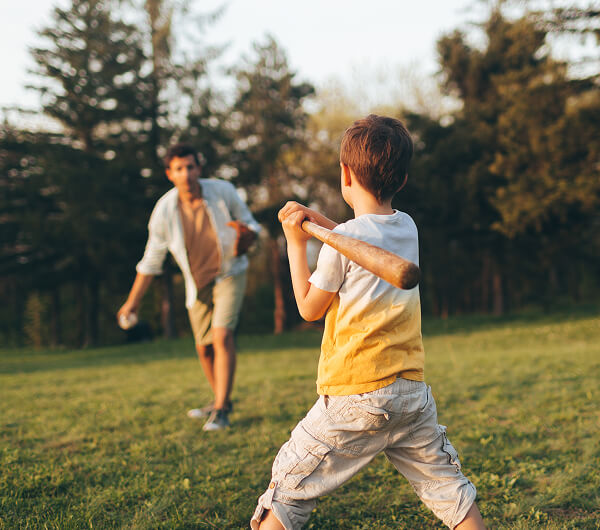 Little league practice with dad