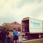 Shred-It truck collecting documents for shredding at F&M Bank Bridgewater